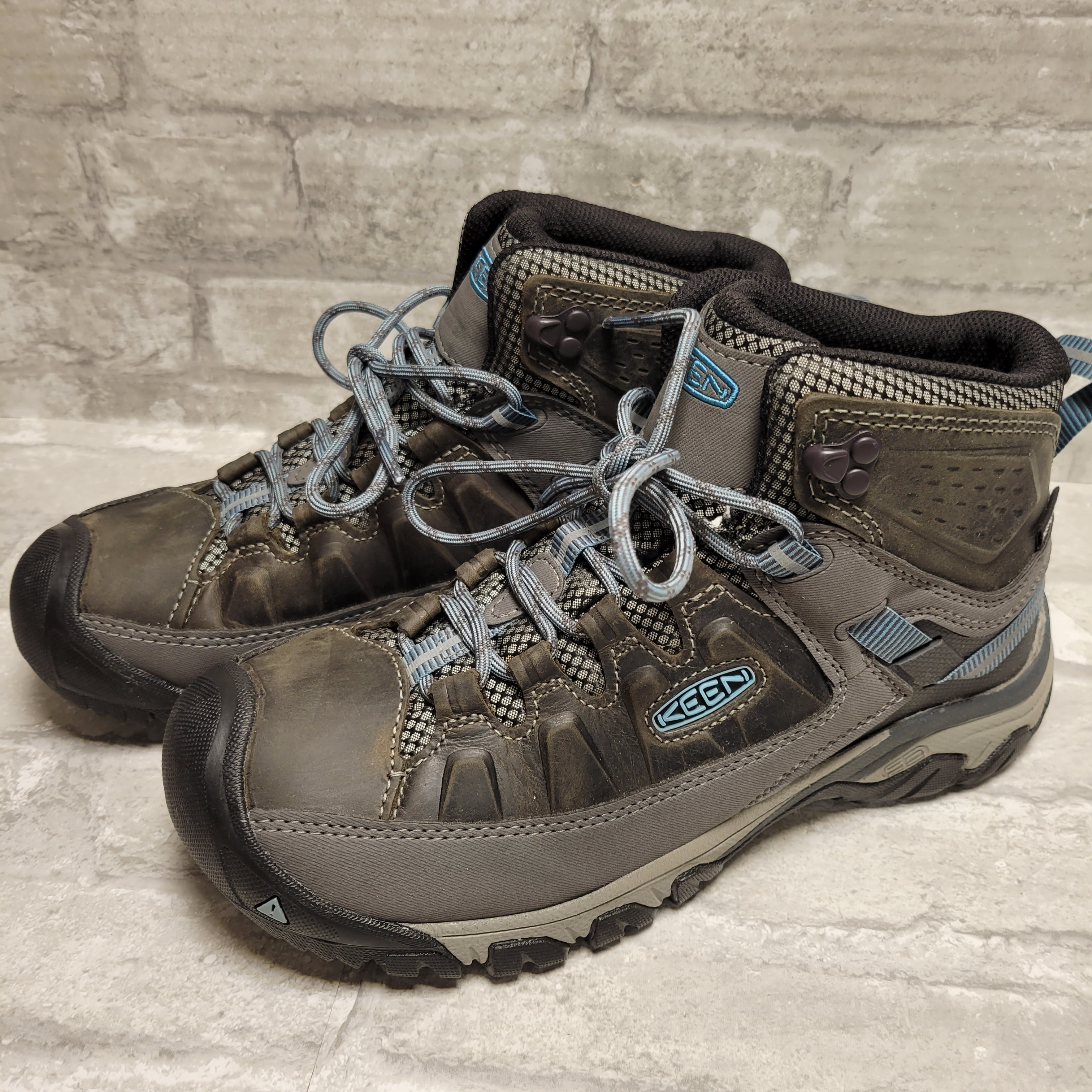 Keen Women's Targhee III Waterproof Boot Wide, Gray/Blue 9W (8026152403182)